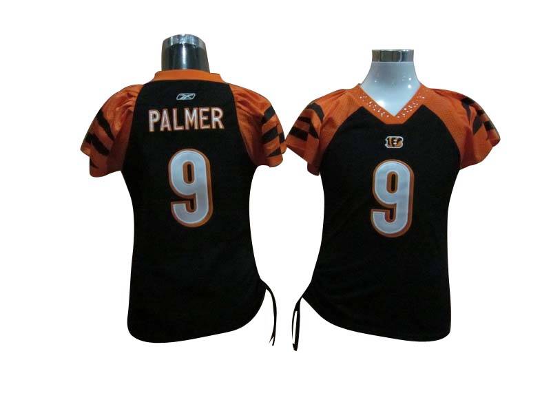 Bengals #9 Carson Palmer Black Women's Field Flirt Stitched NFL Jersey - Click Image to Close